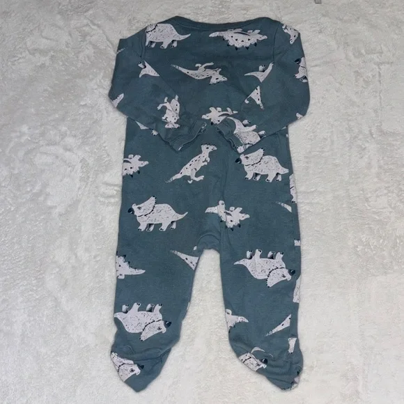 (2 for $10) carters Dinosaur Print Kids One Piece - Blue footie / sleeper - Picture 6 of 8